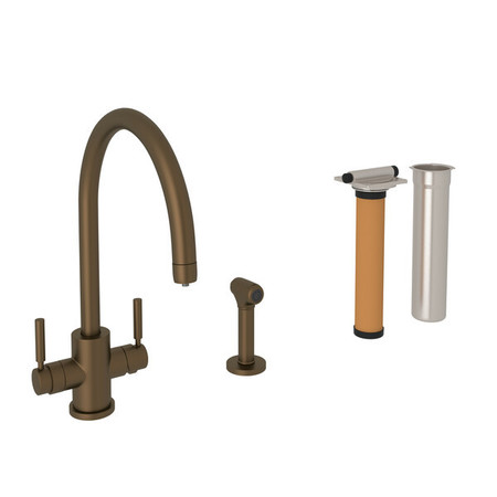 PERRIN & ROWE Holborn Two Handle Filter Kitchen Faucet Kit With Side Spray U.KIT12931LS-EB-2